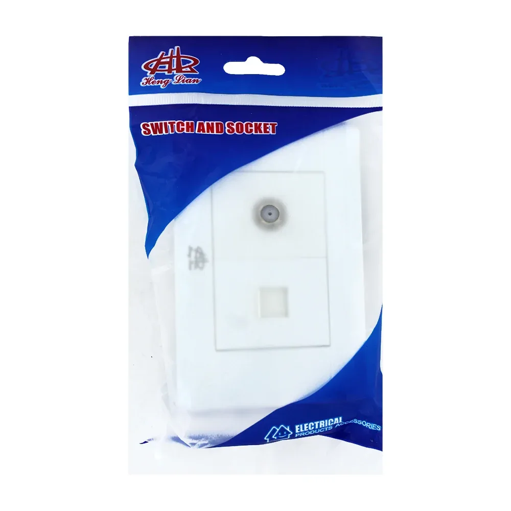 Placa de pared con contacto para cable coaxial y conexión ethernet en color blanco / 531613