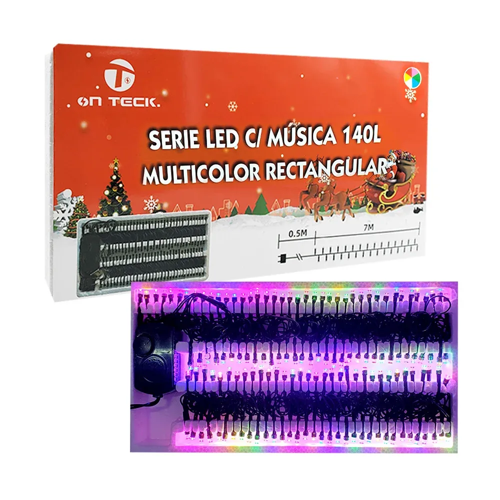 Serie musical navideña on teck de 7 metros con 140 focos led multicolor / 17485
