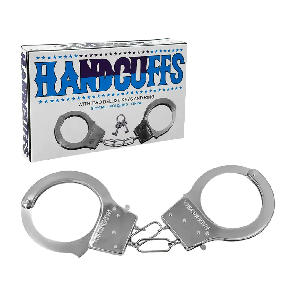 Esposas metálicas para uso erótico + juego de llaves y broche de seguridad / 23204