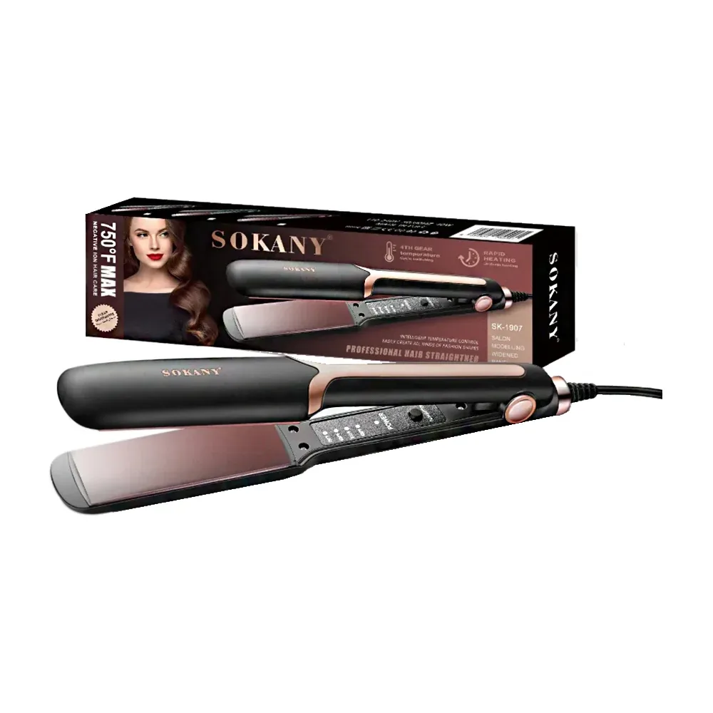Plancha sokany alaciadora para cabello, placa de cerámica, temperatura ajustable