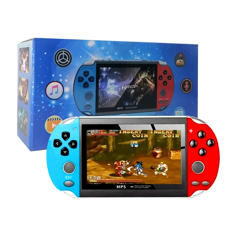 Consola portátil de 64gb, mp5 4x digital con juegos clásicos retro y pantalla de 4.3 pulgadas hd, variedad de colores