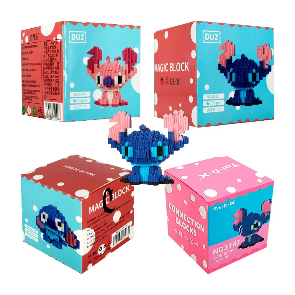 Juguete armable magic block de 296-750 piezas de construcción para armar figura en forma de stitch o Ángel, variedad de diseños / 6005 / 6004 / hyt6644
