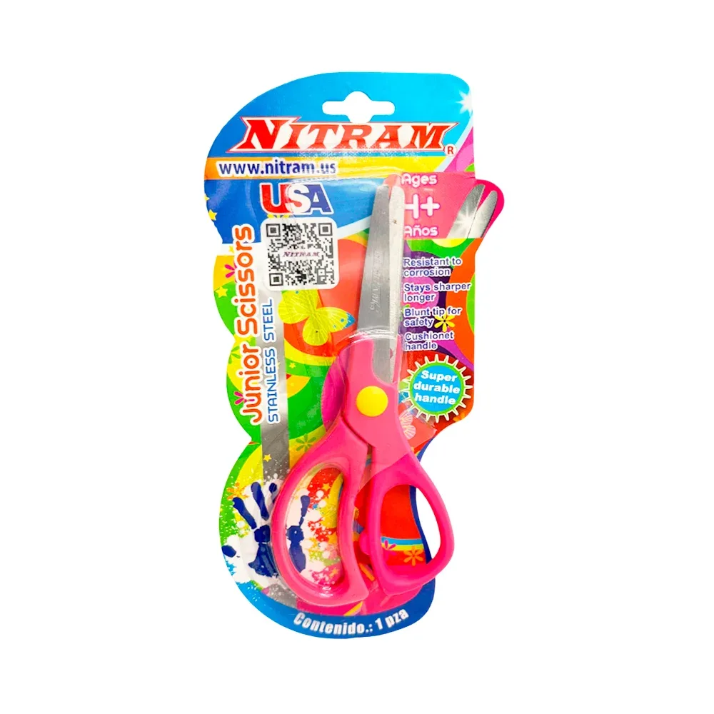 Tijeras infantiles metálicas con mango plástico