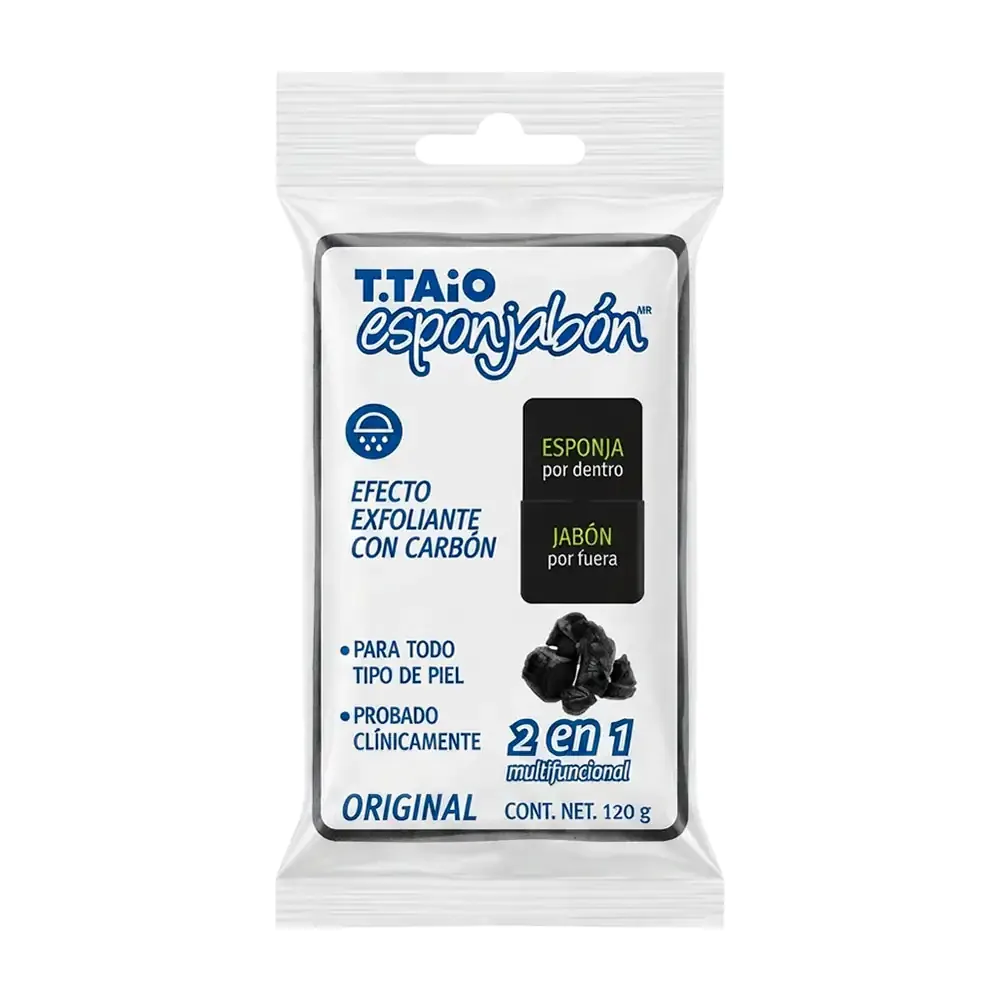 1pz esponjabón t.taio 2 en 1 efecto purificante con carbón 120g / 318410