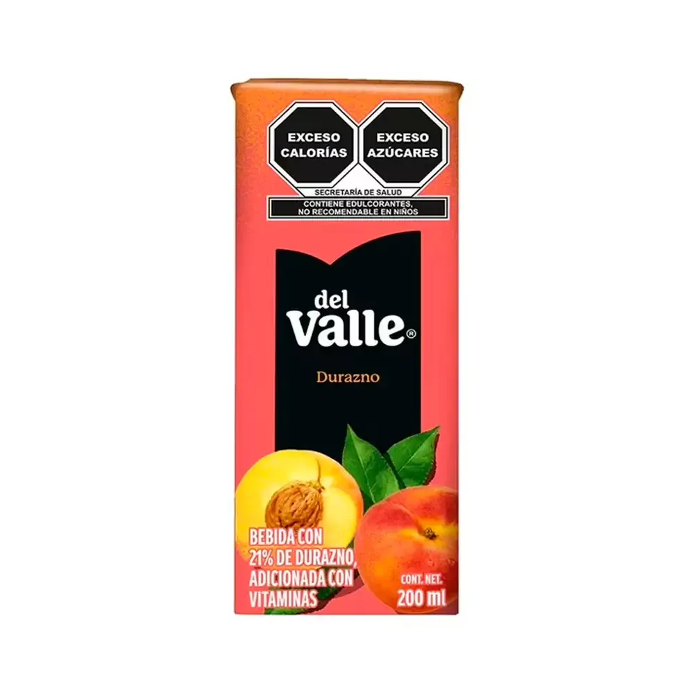 Mini jugo del valle sabor durazno, 200ml / 058149