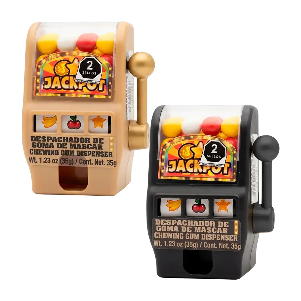 Mini máquina chiclera tipo dispensador, diseño de tragamonedas de casino, variedad de colores