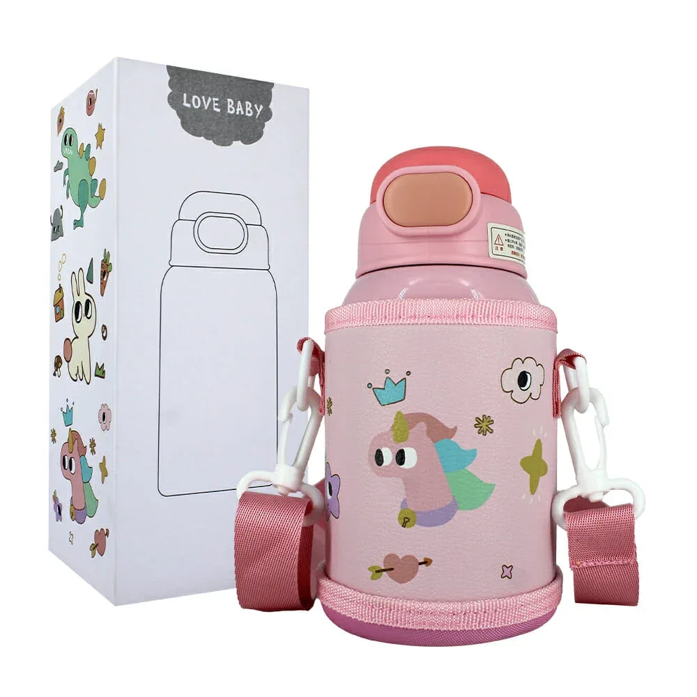 Termo infantil de acero inoxidable, 500ml + arnés y correa protectora / love baby / yx-4202