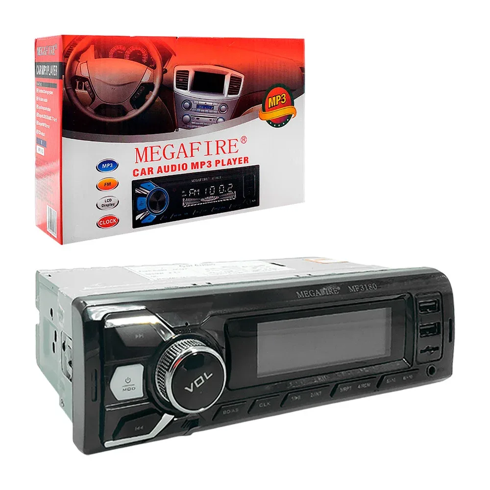 Estéreo megafire para automovil, reprodctor de audio mp3, multiples conectores