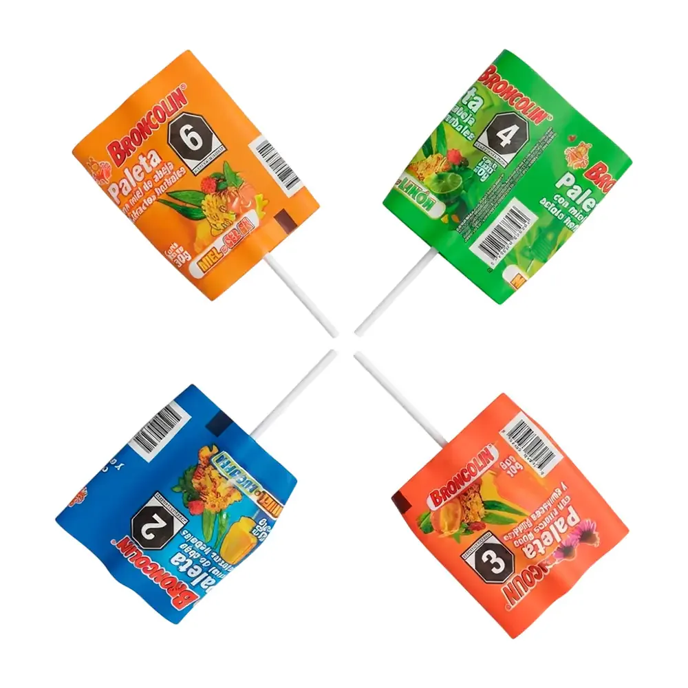 1pz broncolin paleta con miel de abeja y extractos herbales naturales, variedad de sabores, 10g