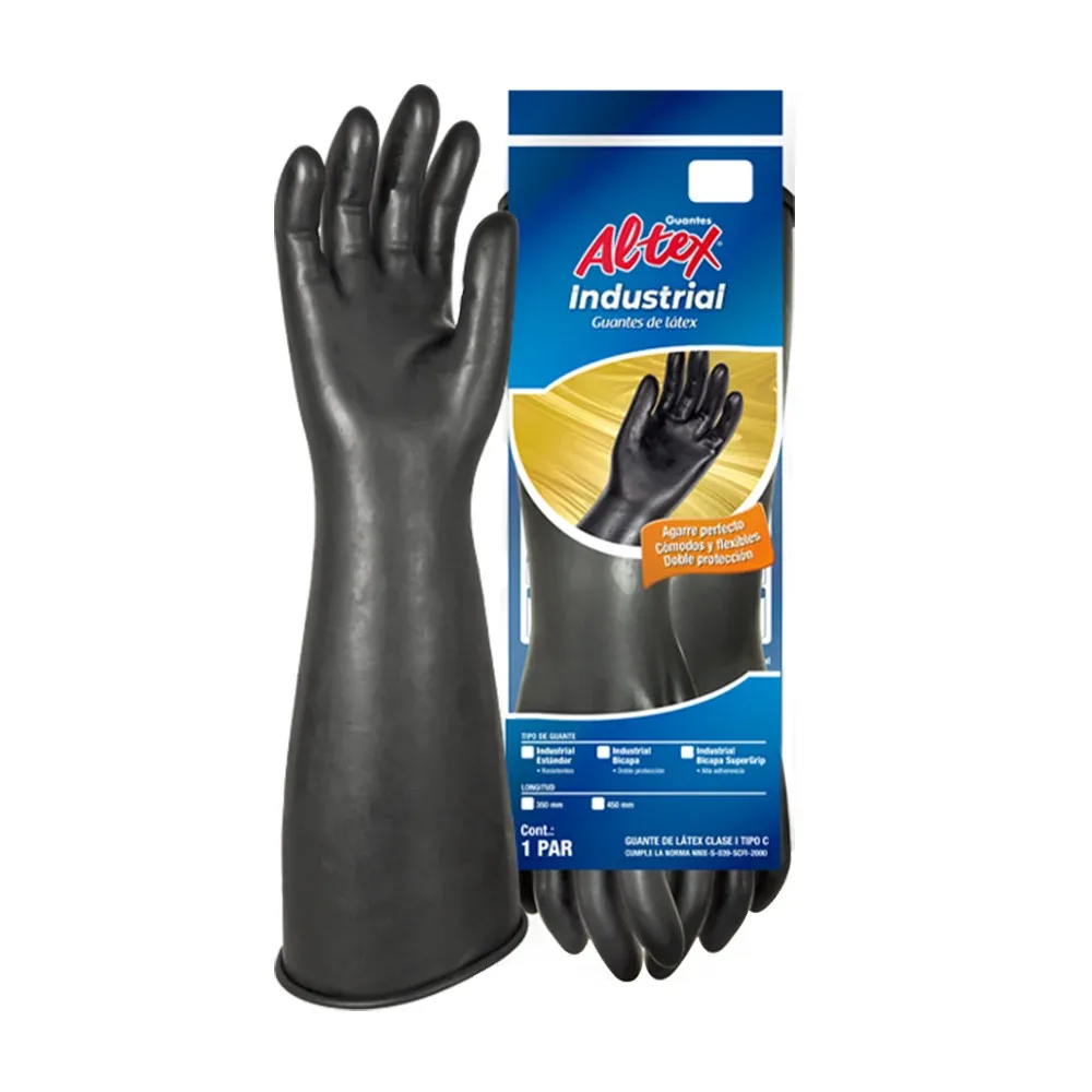 Par de guantes industriales altex de látex natural y alta protección en manos - antebrazos contra agentes químicos, talla 9 / 233098