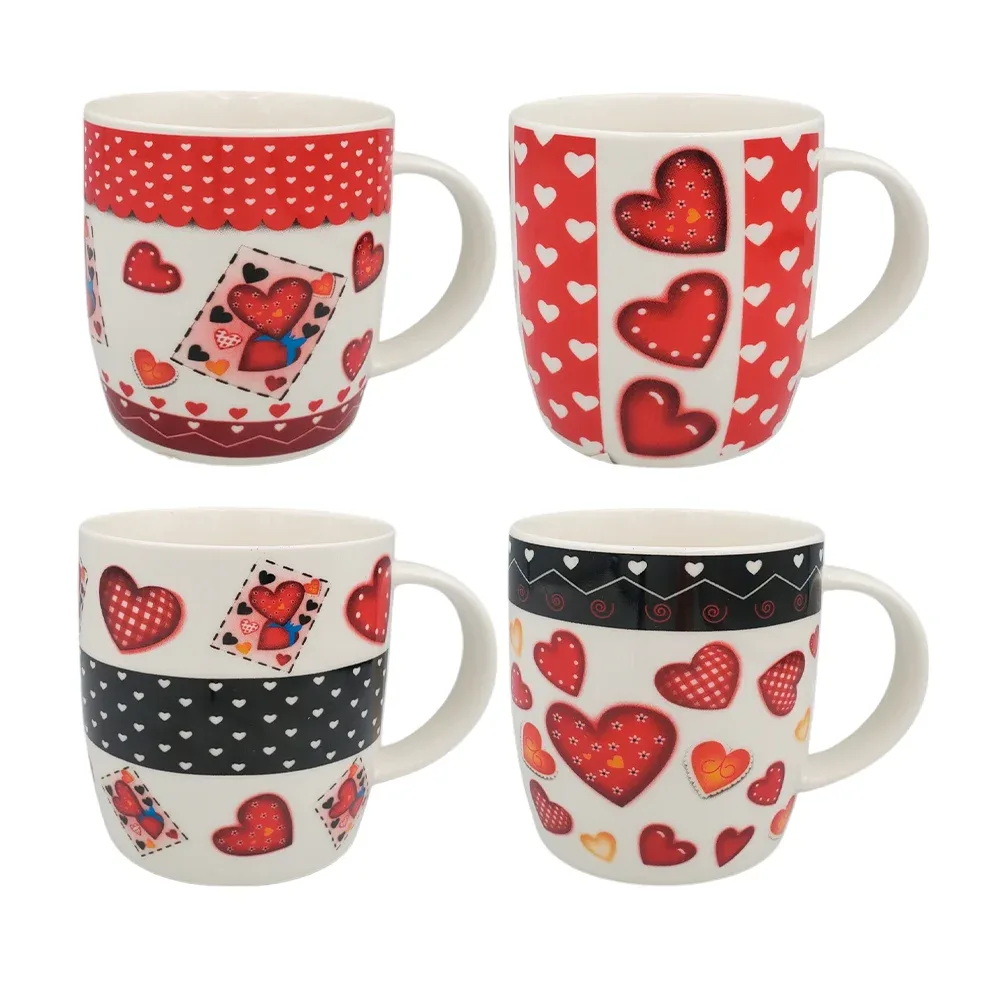 1pza Taza de cerámica con temática de san valentín + estampado de corazones, variedad de modelos / 24qr519
