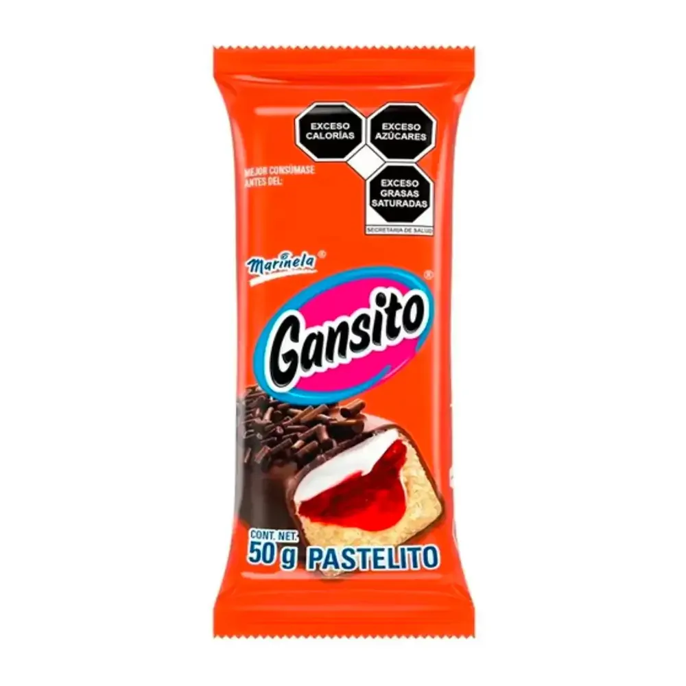 Gansito marinela, pastelito con relleno cremoso y mermelada sabor fresa, 50g / 153107
