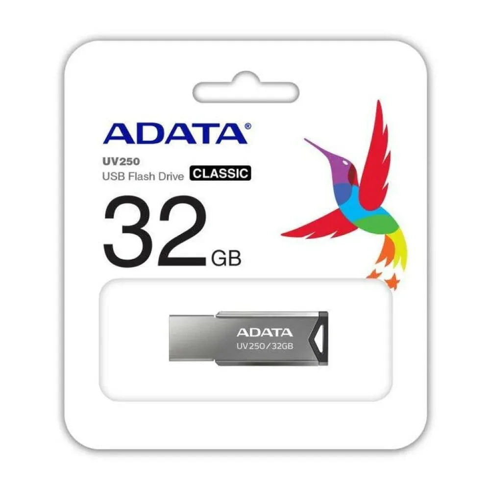 Memoria metálica usb flash drive adata uv250 color plata con capacidad de 32gb / auv250-32g-rbk