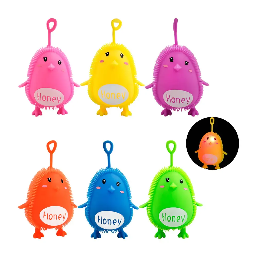 1pz antiestrés en forma de pingüino honey, argolla, estirable y luz rgb, surtido