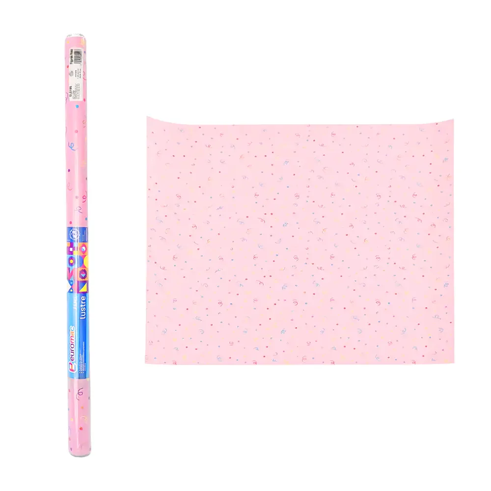 Rollo de papel euromac de 70cm x 5m rosa con estampado de figuras / el0199