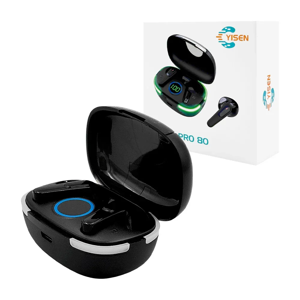 Audífonos inalámbricos bluetooth pro 80 yisen con estuche de carga / true wireless earbuds basic