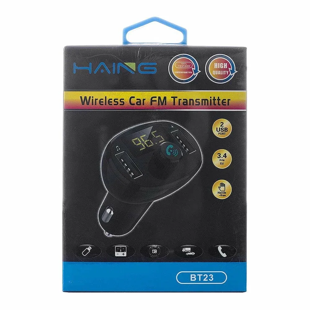 Transmisor bluetooth con 2 puertos usb, función de llamadas y pantalla digital / bt23 / wireless car fm transmitter