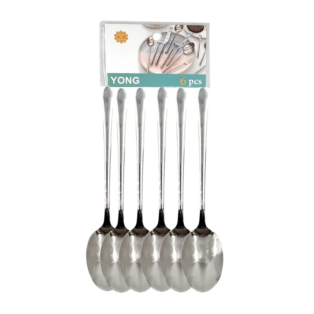 Paquete con 6 cucharas soperas lisas metálicas en color plata, 20 cm / bb-1126