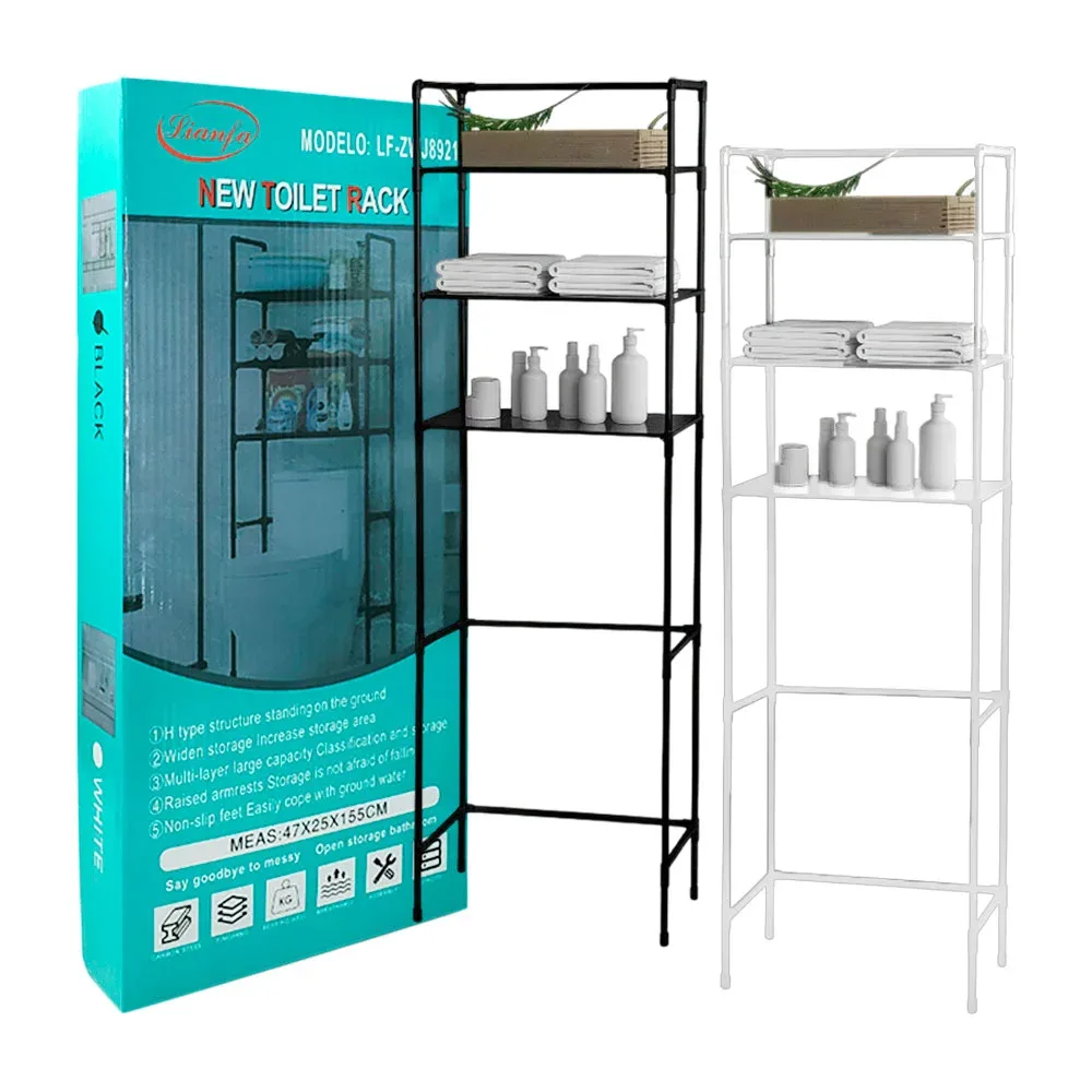 Organizador estante armable multifuncional de 3 niveles para baño, 47x25x155cm