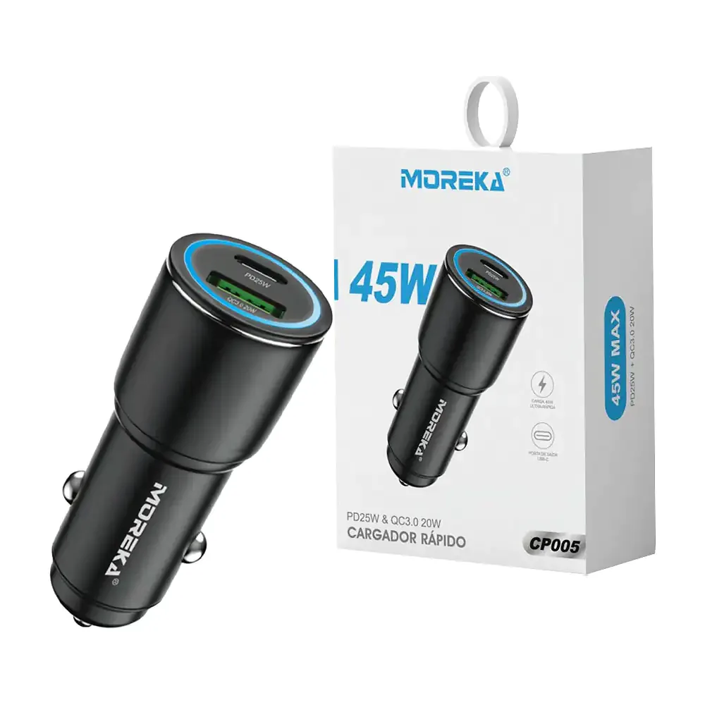 Cargador de carro entrada usb + tipo-c 45w / cp005
