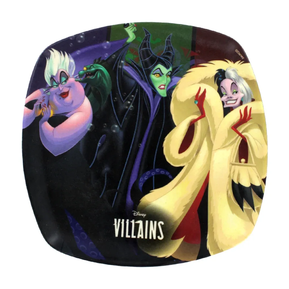 1pza Plato para ensalada de bambú con diseño de las villanas Disney de 20cm / 1762-213