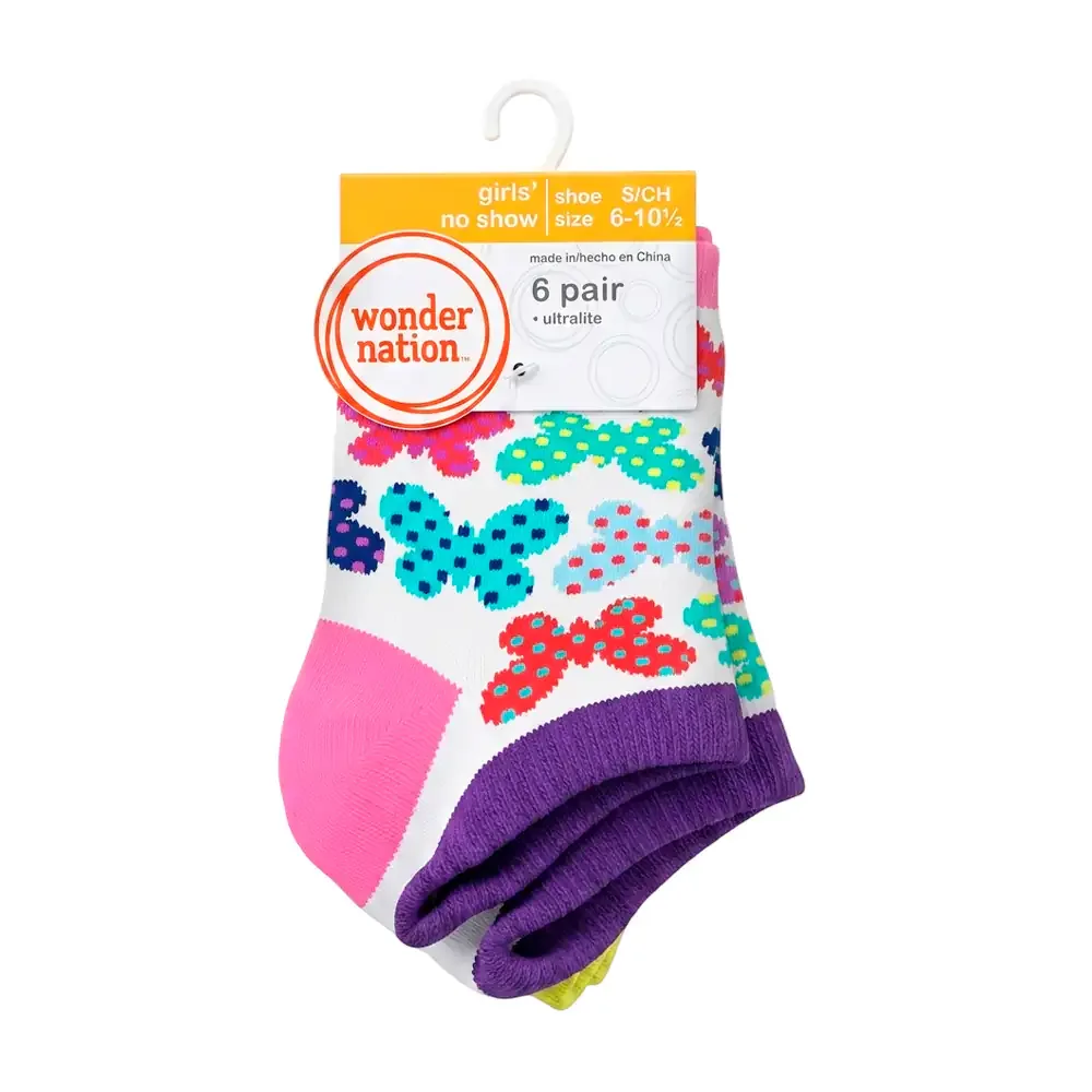 Paquete con 6 pares de calcetines tobilleros infantiles con estampado, variedad