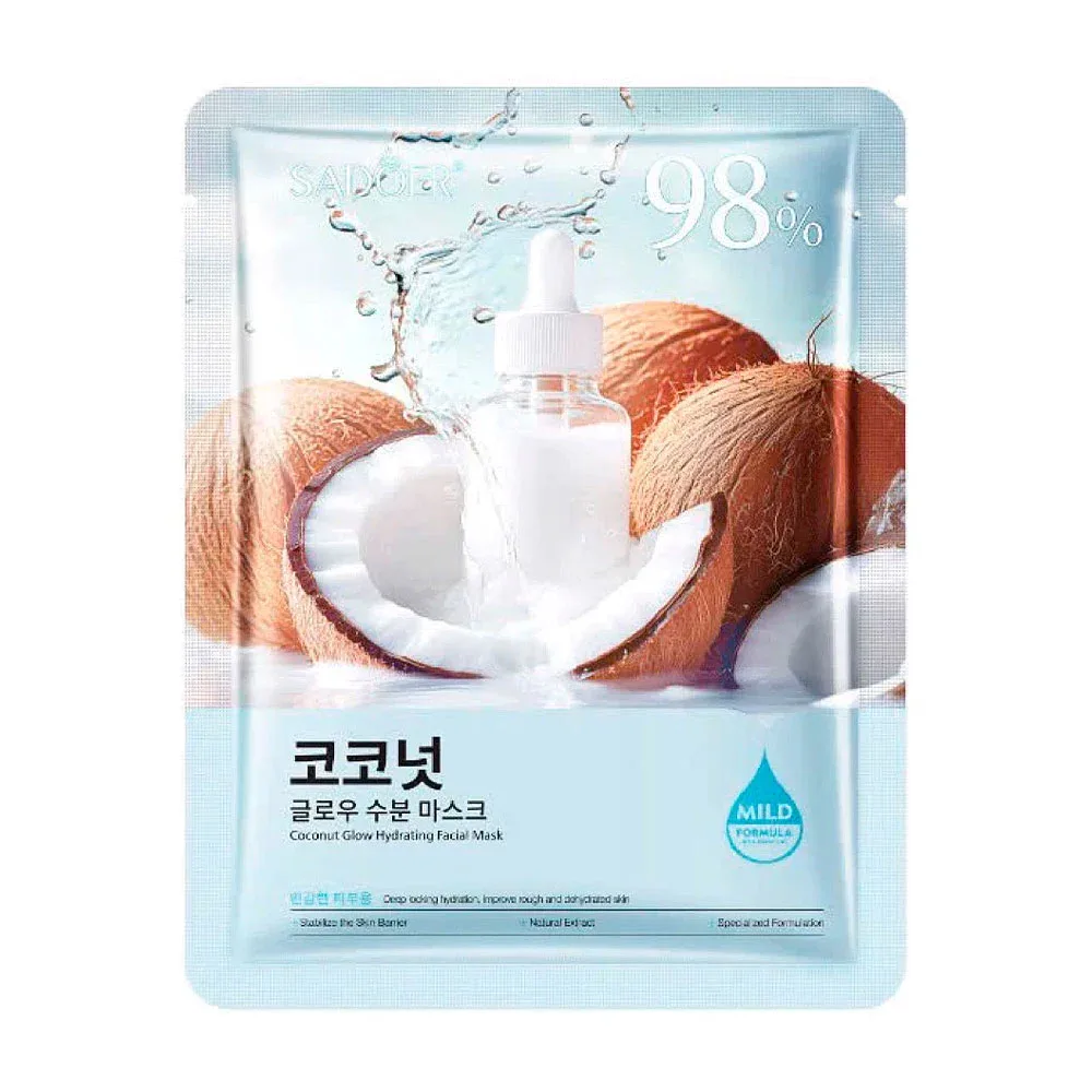 Mascarilla facial hidratante con extracto de coco para mejorar la piel, 25ml