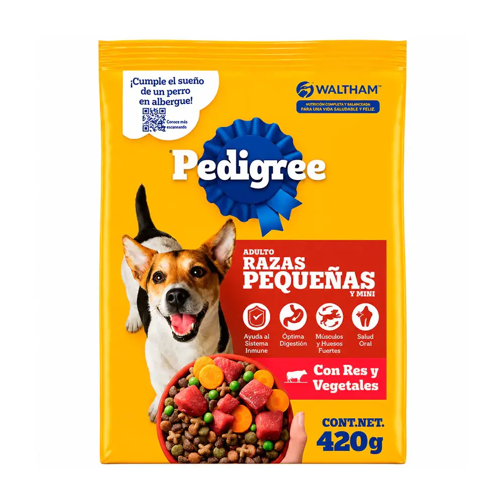 Croquetas pedigree para razas pequeñas adultas, sabor res con vegetales, 420g / 5862