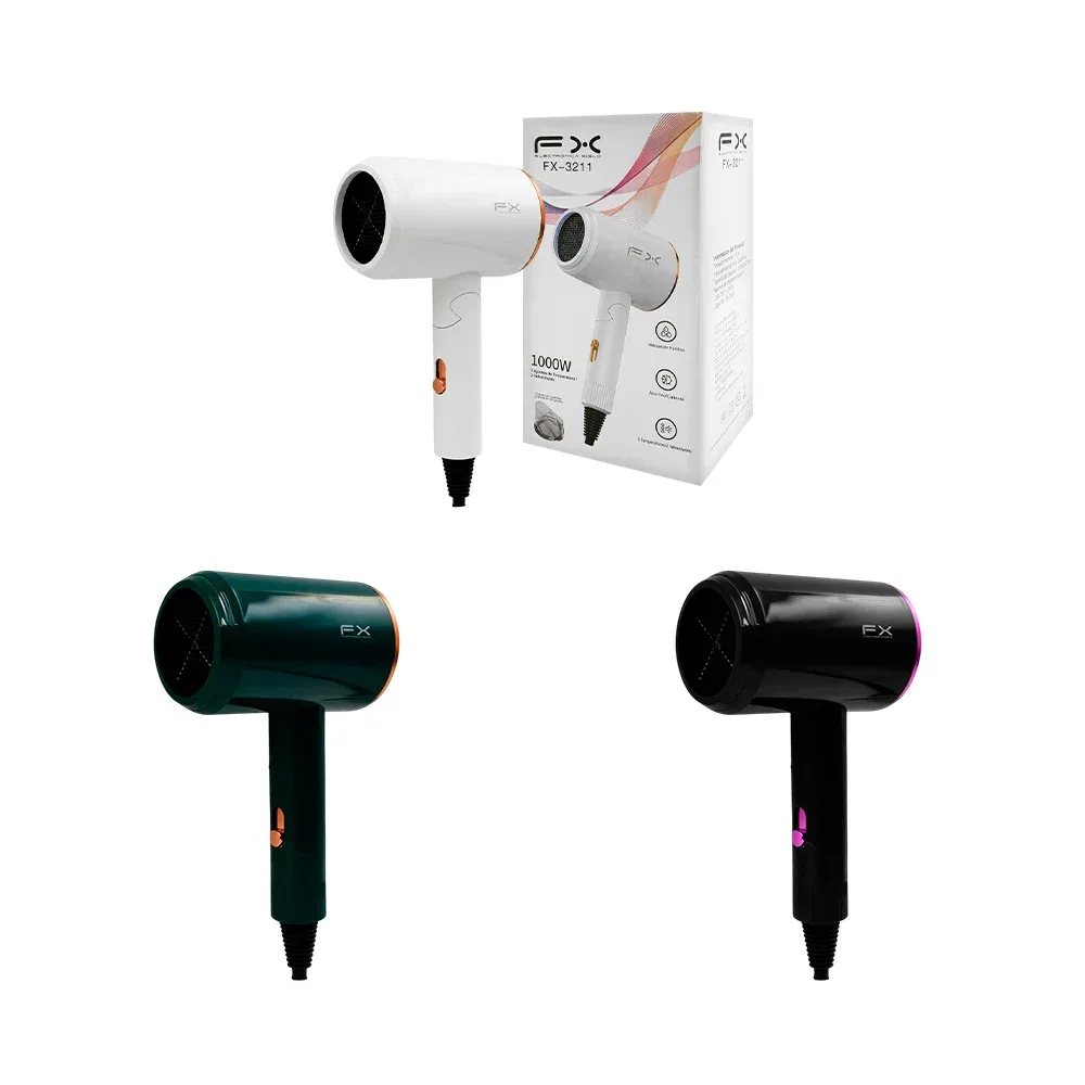 Secador fx portátil con 1000w de potencia, 3 temperaturas y 2 velocidades