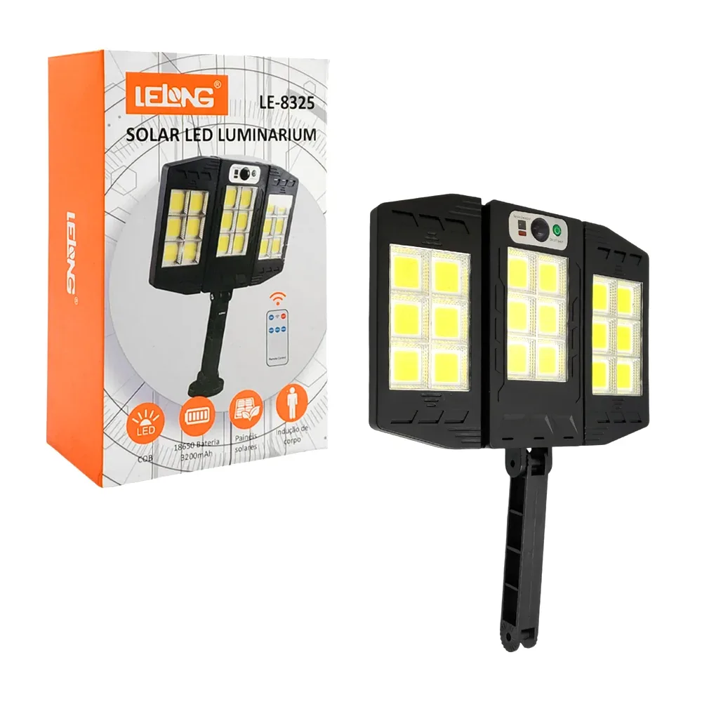 Set de 3 lámparas con panel solar, detección de movimiento + control remoto