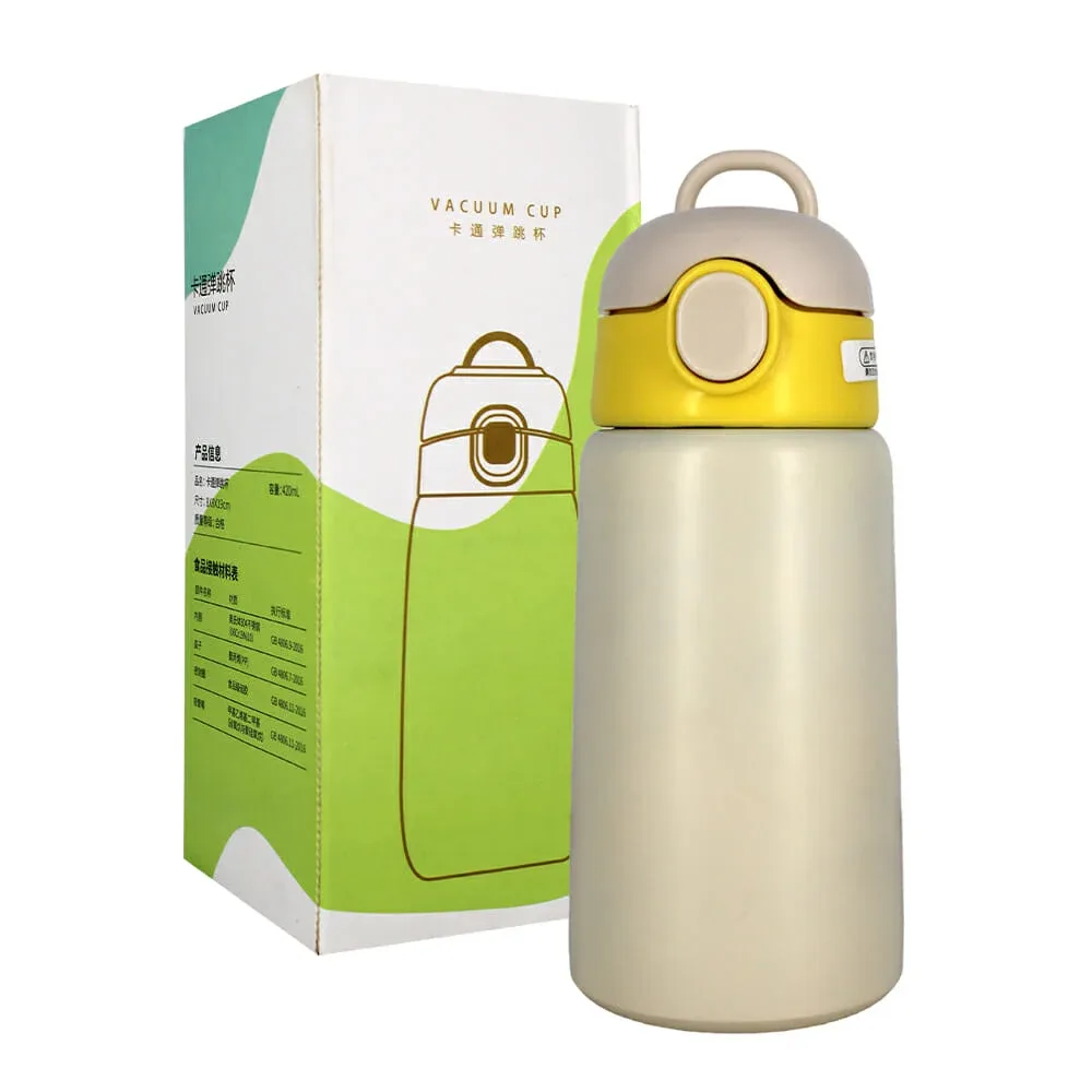 Termo vacuum cup liso de acero inoxidable con broche ovalado y capacidad de 420ml, variedad de colores / dh078