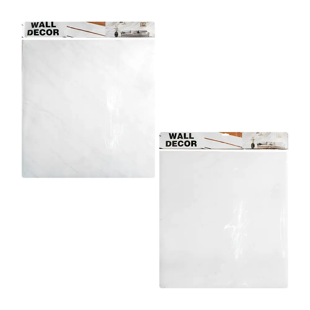 Paquete con 5 láminas de papel tapiz, diseño mármol blanco-rayas grises, 60x60cm