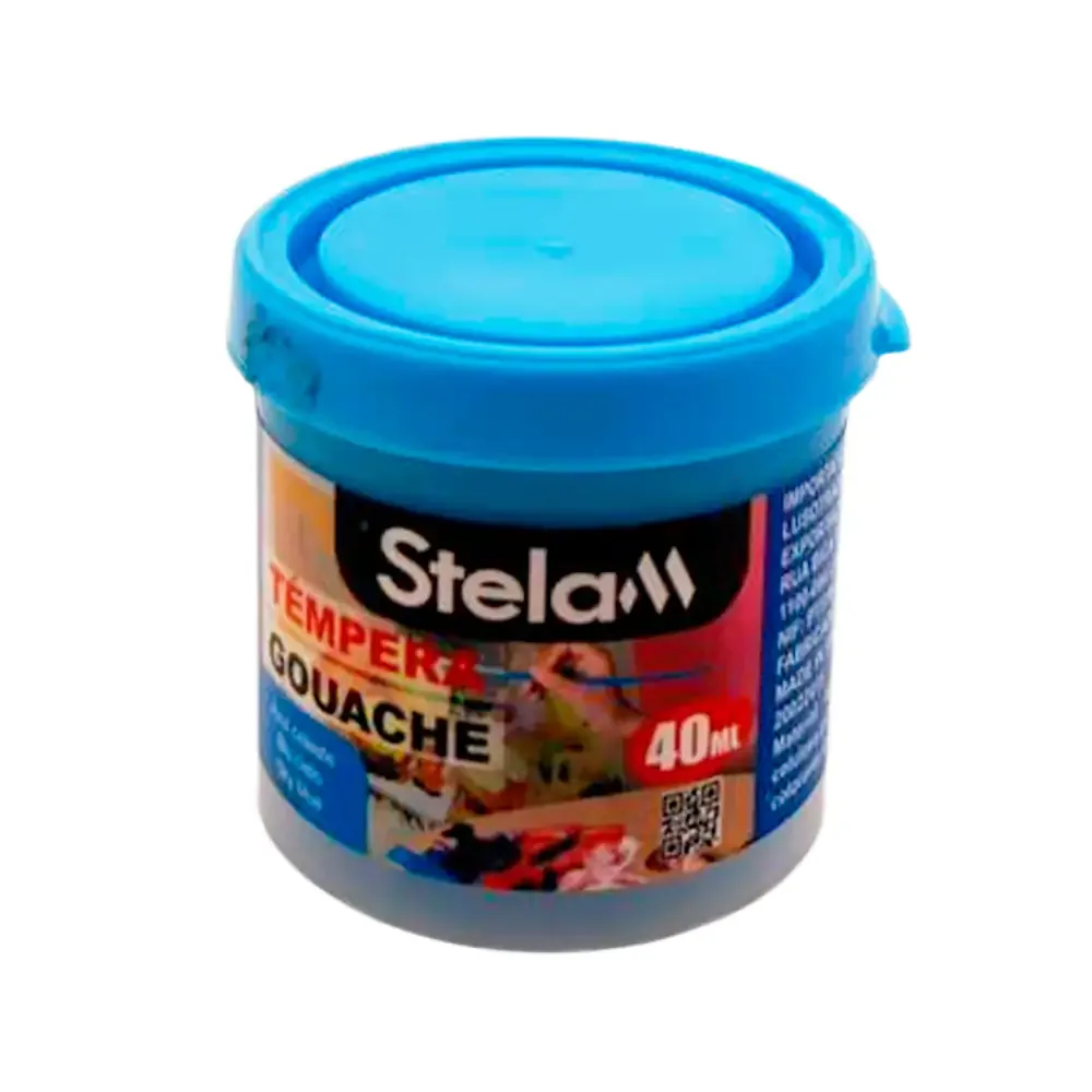 Mini bote de pintura témpera color azul cielo de 40ml para uso escolar