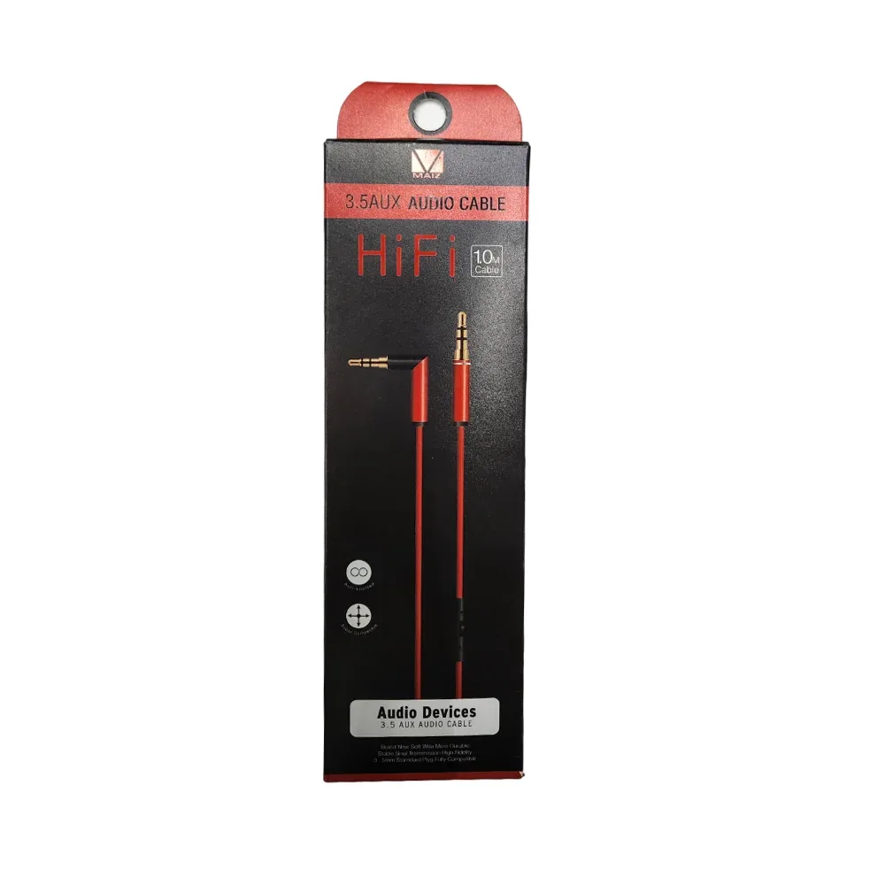 Cable auxiliar de 1 metro con punta 3.5mm y manos libres, variedad de colores