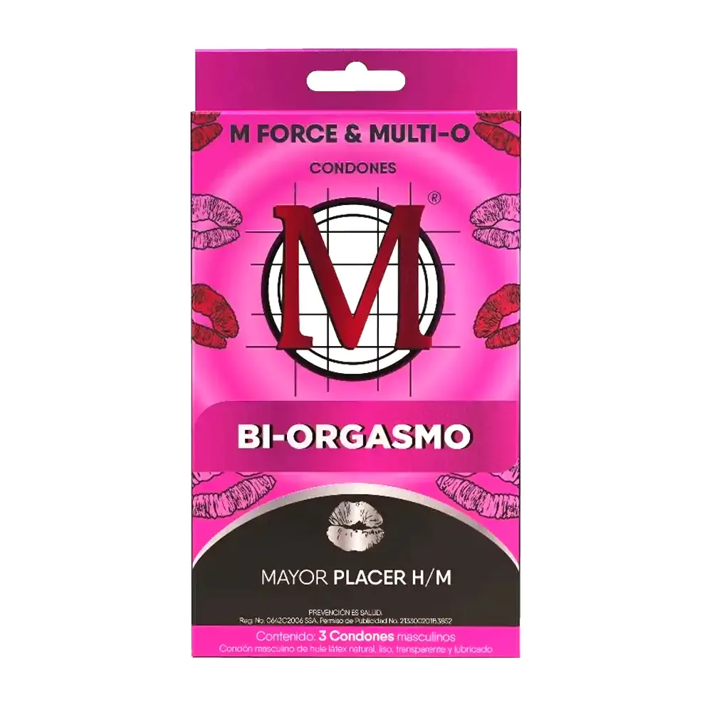 Paquete con 3 preservativos - condones M bi-orgásmico para mayor placer / 006623