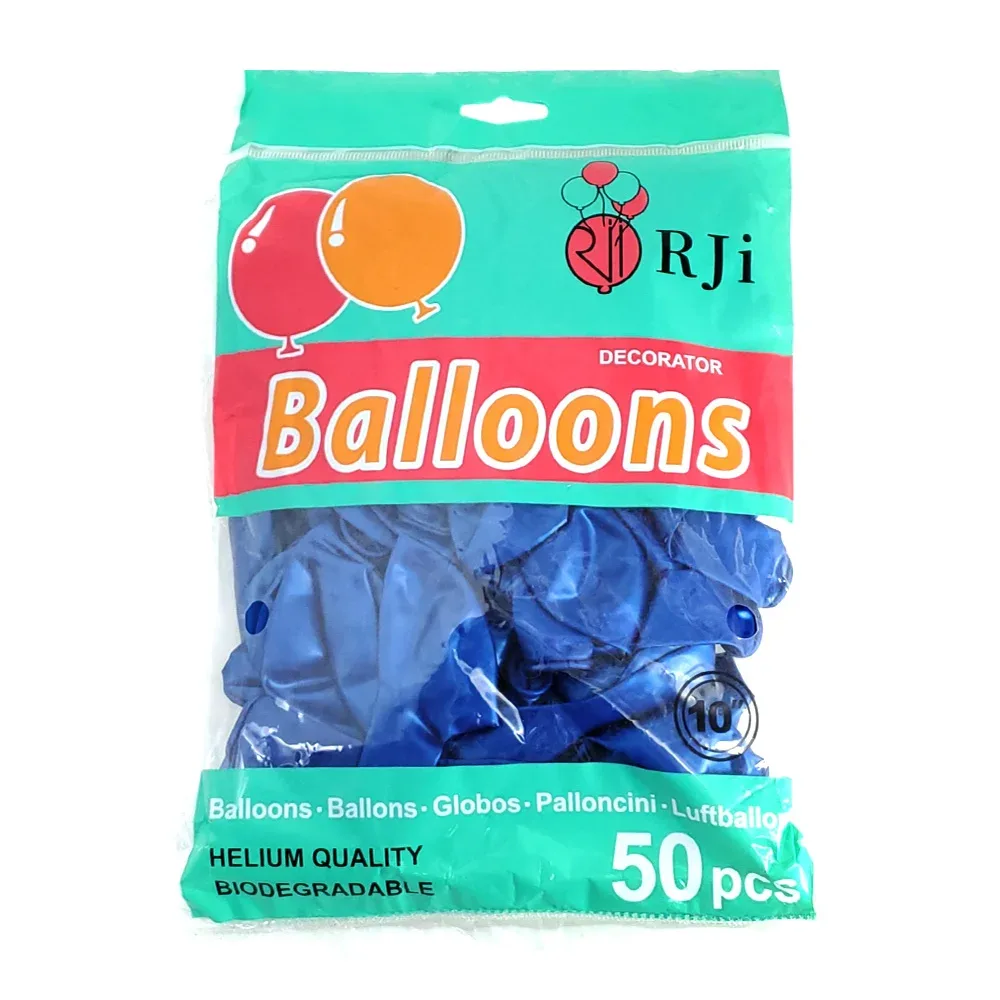 Paquete con 50 globos de látex rji de 10 pulgadas en color azul rey / 660389-4