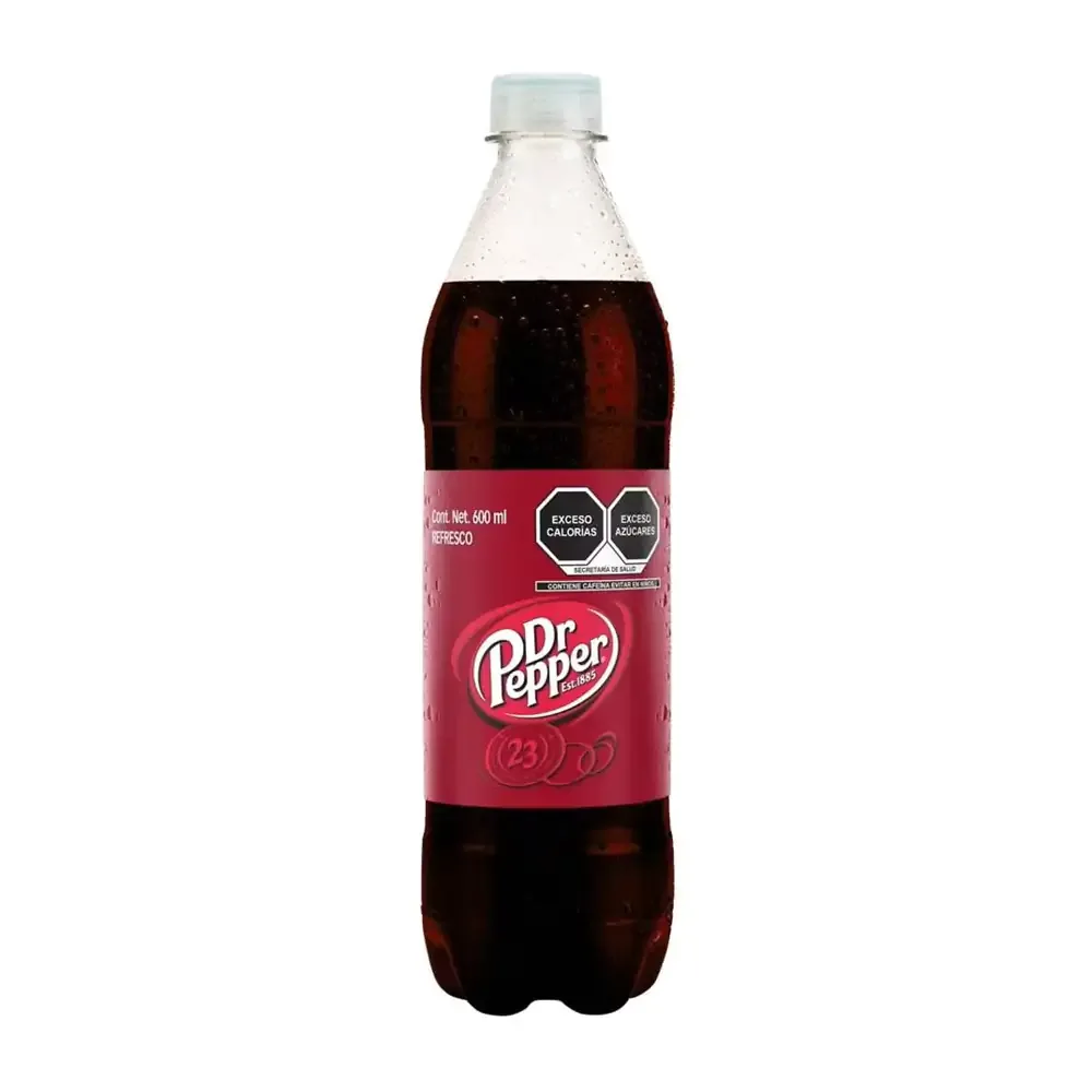 1pza refresco dr pepper, botella de 600ml, sabor cola / pepper