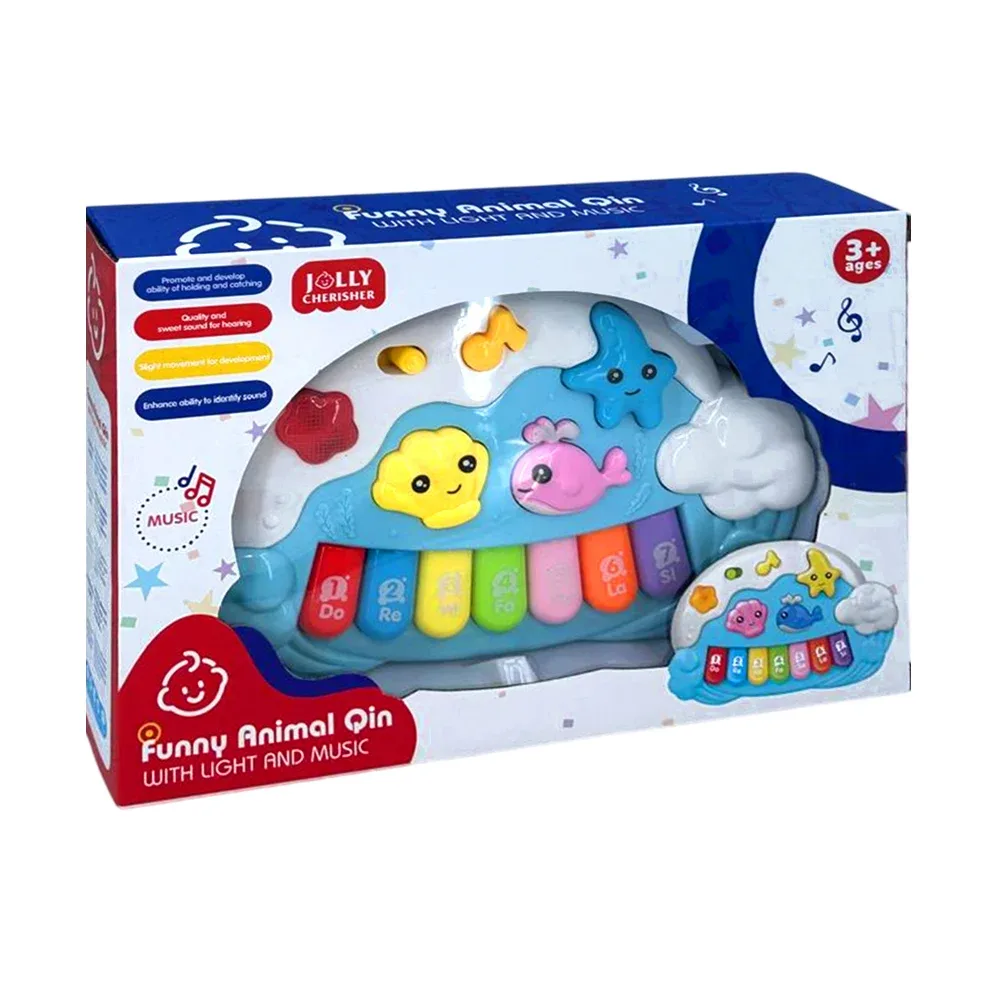Piano interactivo con diseño en forma ola de agua con animales marinos, luz y sonido, variedad de colores / 282-36