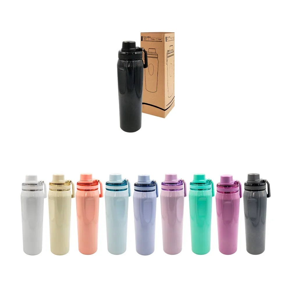 Botella termo de acero inoxidable colores lisos con efecto holográfico, 22 oz