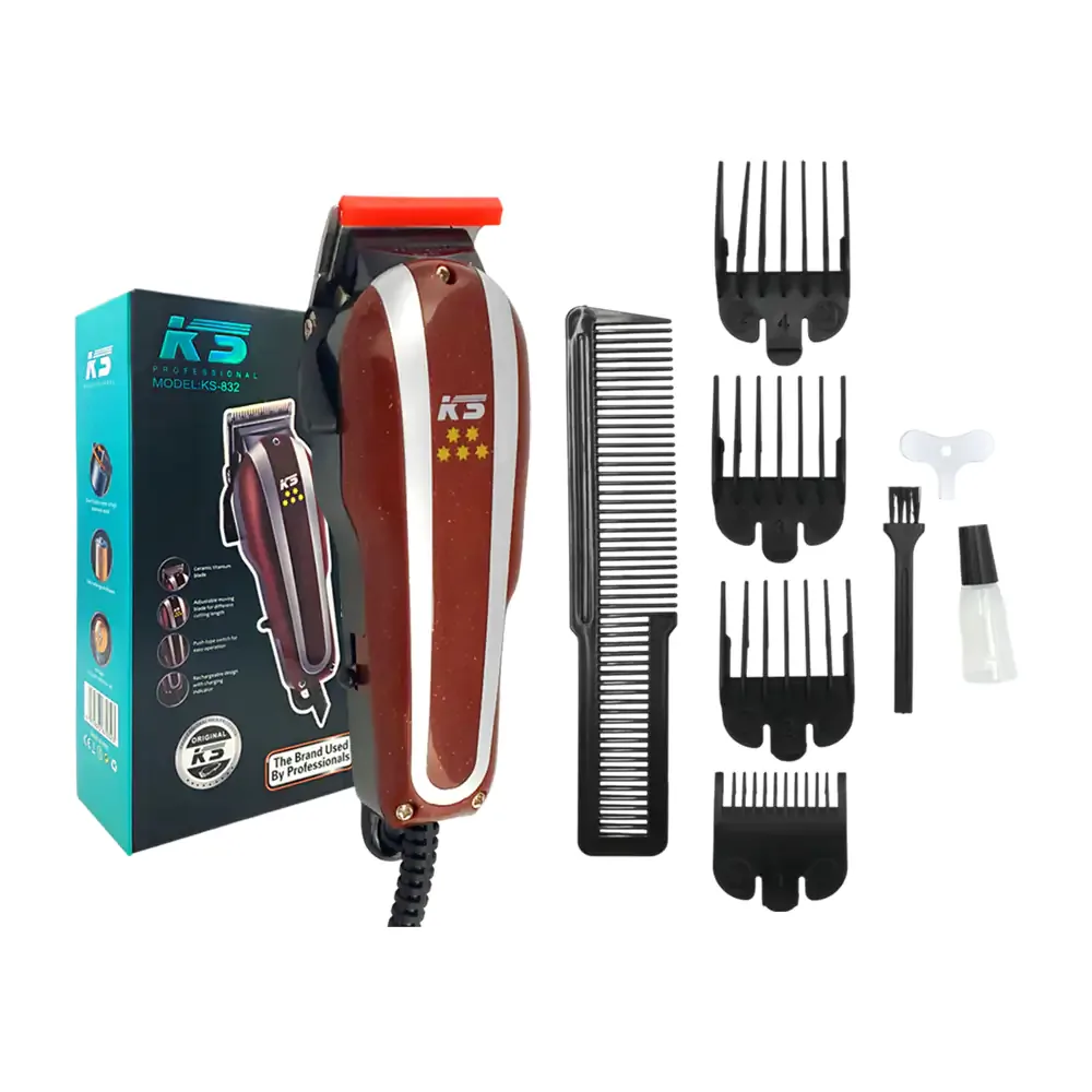Máquina rasuradora ks profesional para cortar el cabello con 4 cabezas y peine