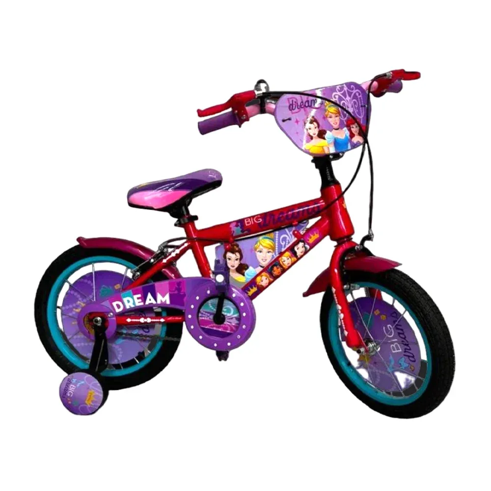 Bicicleta infantil metálica con diseño de princesas y dos rueditas / 16016-9pr