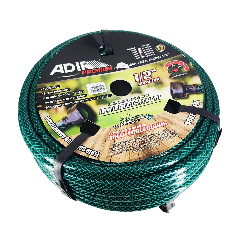 Manguera reforzada flexible de 1/2 pulgada con 25 metros de largo para jardín / adir premium / 13145