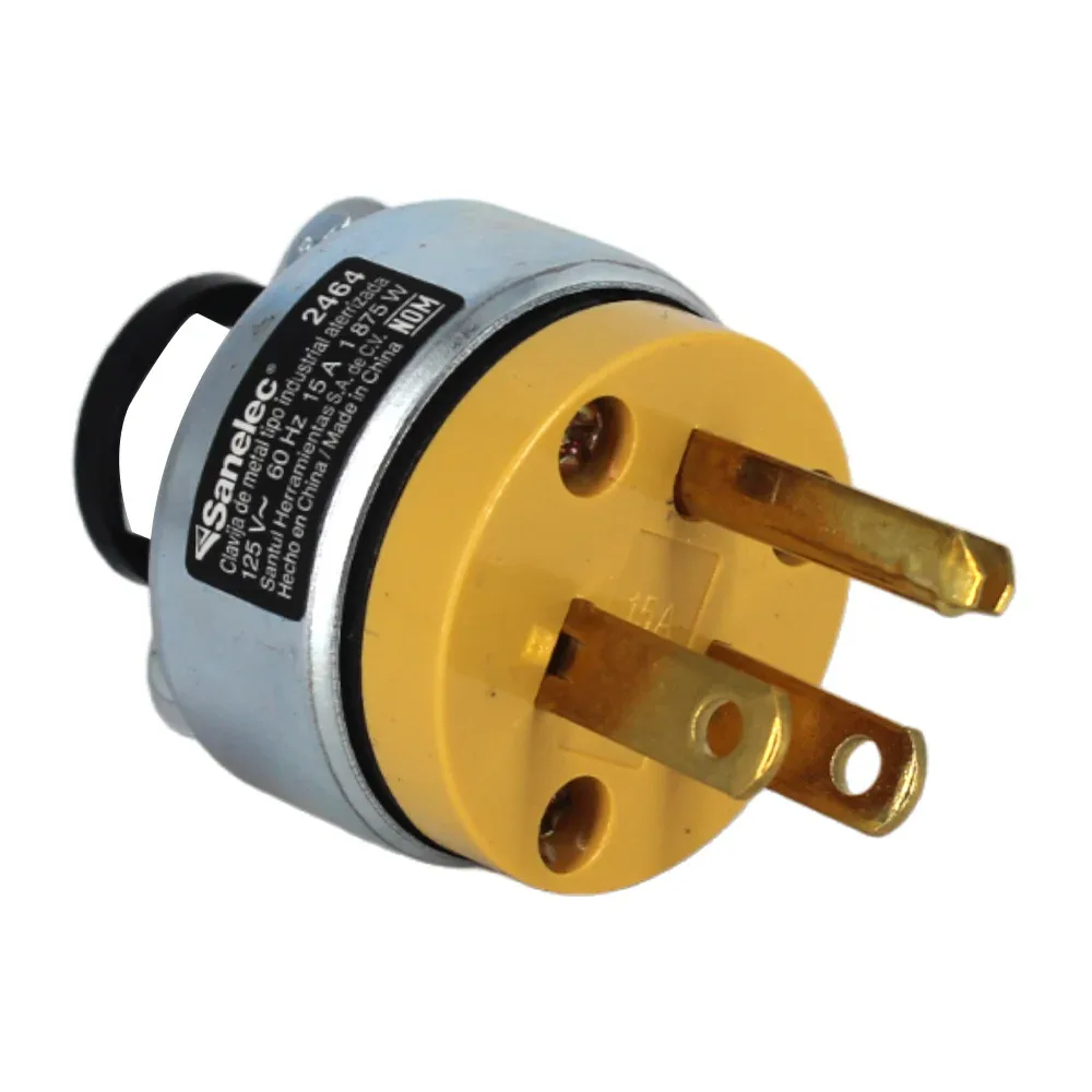 1pza Clavija de metal sanelec tipo industrial 125v / 2464