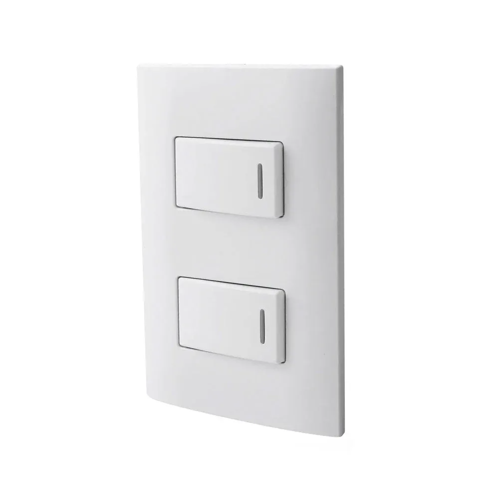 Placa de pared aksi con 2 interruptores - apagadores sencillos en color blanco / altimus / 124802