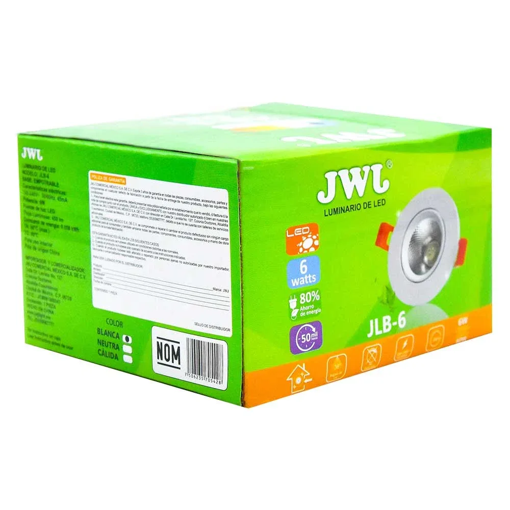 Plafón led 6w luz blanca facetado dirigible jlb-6b marca jwj