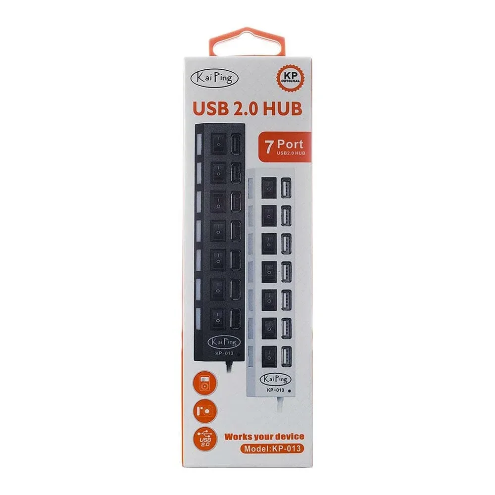 Hub de 7 puertos usb 2.0 para laptop o computadoras de escritorio, con controlador de conexión e iluminación, variedad de colores / kp-013