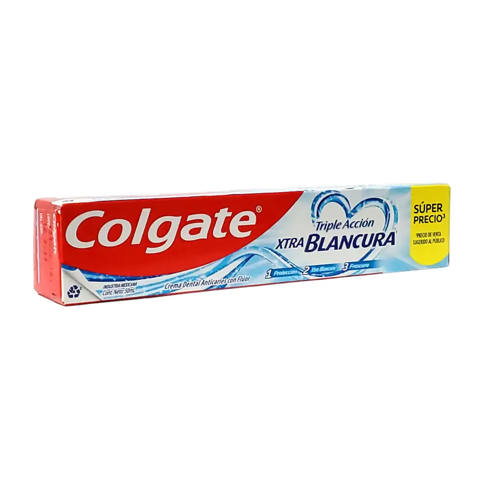 1pza pasta dental colgate triple acción xtra blancura, 50ml / 068909