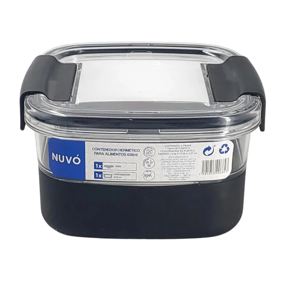 Contenedor de plastico para alimentos hermetico, 13.56 x13.28 x7.97cm / 1801-12