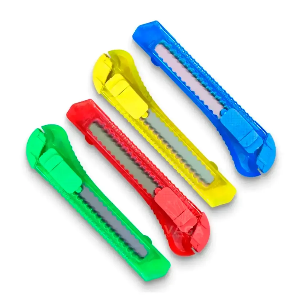 1pz cutter en colores semitransparentes con botón de seguridad / b8102