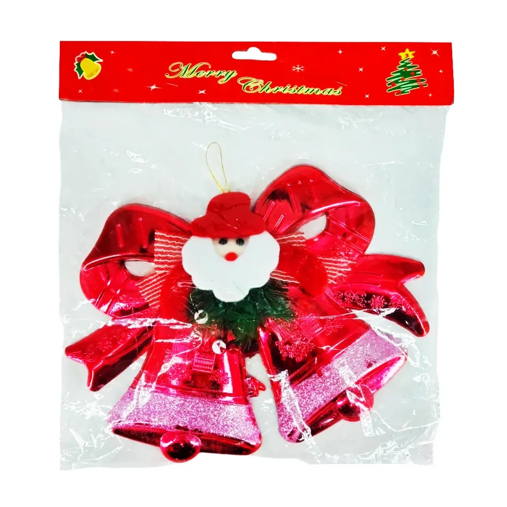 Adorno colgante navideño con diseño de campanas con santa claus, variedad de colores / merry christmas / 30054